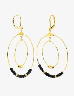 Boucles d'oreilles fantaisie acier noir et doré SO OR