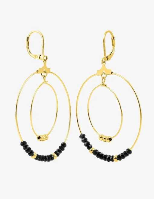 Boucles d'oreilles fantaisie acier noir et doré SO OR
