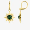 Boucles d'oreilles fantaisie acier doré, brisure et malachite synthétique. SO OR