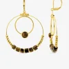 Boucles d'oreilles fantaisie œil de tigre et acier doré SO OR