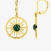 Boucles d'oreilles fantaisie dormeuse, acier doré et malachite synthétique SO OR