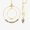 Boucles d'oreilles fantaisie cristal rose et acier doré SO OR