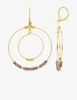 Boucles d'oreilles fantaisie cristal rose et acier doré SO OR