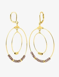 Boucles d'oreilles fantaisie cristal rose et acier doré SO OR