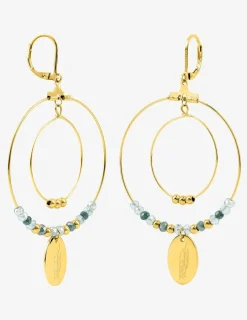 Boucles d'oreilles fantaisie cristal turquoise et acier doré SO OR