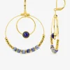Boucles d'oreilles fantaisie lapis-lazuli bleu et acier doré SO OR