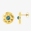 Boucles d'oreilles fantaisie acier doré, turquoise bleue SO OR