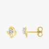 Boucles d'oreilles fantaisie or jaune 750 ‰, oxyde de zirconium et rhodium SO OR