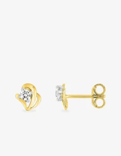 Boucles d'oreilles fantaisie or jaune 750 ‰, oxyde de zirconium et rhodium SO OR