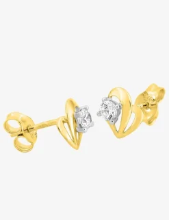 Boucles d'oreilles fantaisie or jaune 750 ‰, oxyde de zirconium et rhodium SO OR