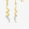 Boucles d'oreilles fantaisie pendantes or jaune 750 ‰, oxyde de zirconium et rhodium SO OR