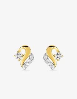 Boucles d'oreilles fantaisie clous or jaune 750 ‰, oxyde de zirconium et rhodium SO OR