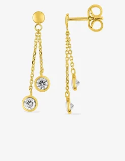 Boucles d'oreilles fantaisie pendantes or jaune 750 ‰ et oxyde de zirconium SO OR
