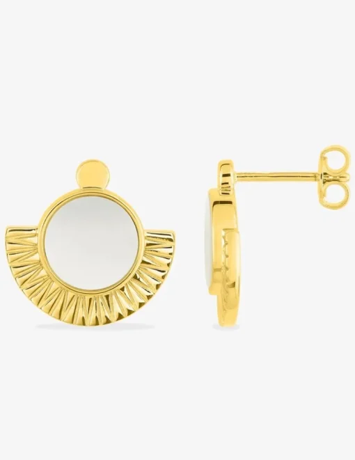 Boucles d'oreilles fantaisie plaqué or et nacre SO OR
