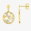 Boucles d'oreilles filigrane or jaune 375‰, rhodium et oxydes de zirconium SO OR