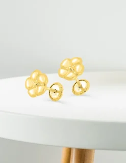 Boucles d'oreilles fleur or jaune 750 ‰ SO OR