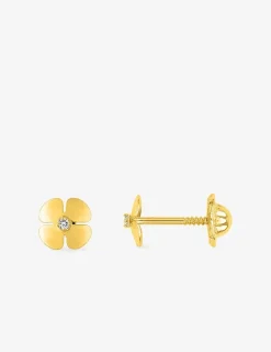 Boucles d'oreilles fleur or jaune 750 ‰ et oxyde de zirconium SO OR