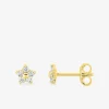 Boucles d'oreilles fleur or jaune 750‰ et oxydes de zirconium SO OR