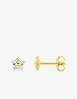 Boucles d'oreilles fleur or jaune 750‰ et oxydes de zirconium SO OR