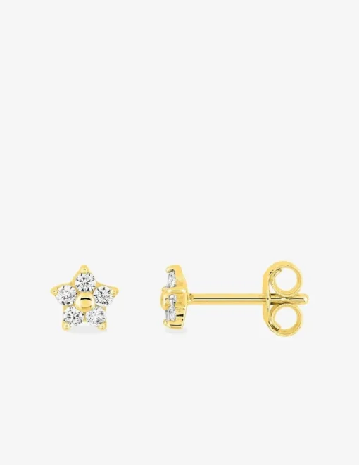 Boucles d'oreilles fleur or jaune 750‰ et oxydes de zirconium SO OR