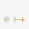 Boucles d'oreilles fleur or jaune 375‰ et nacre blanche SO OR