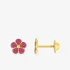 Boucles d'oreilles fleur or jaune 375‰ et laque SO OR