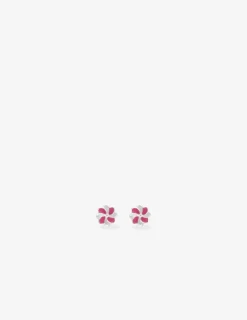 Boucles d'oreilles fleurs argent 925 ‰ laque rouge et blanc SO OR