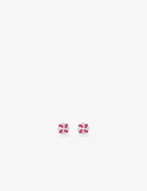 Boucles d'oreilles fleurs argent 925 ‰ laque rouge et blanc SO OR