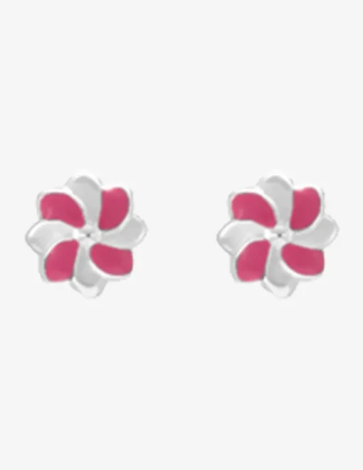 Boucles d'oreilles fleurs argent 925 ‰ laque rouge et blanc SO OR
