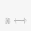 Boucles d'oreilles fleurs or blanc 375‰ et oxyde de zirconium SO OR