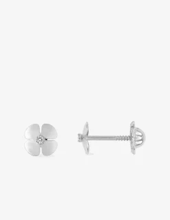 Boucles d'oreilles fleurs or blanc 375‰ et oxyde de zirconium SO OR