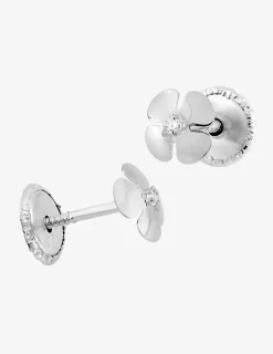 Boucles d'oreilles fleurs or blanc 375‰ et oxyde de zirconium SO OR