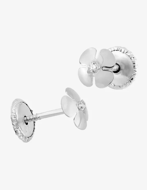 Boucles d'oreilles fleurs or blanc 375‰ et oxyde de zirconium SO OR