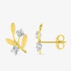Boucles d'oreilles fleurs en or jaune 375‰ et oxyde de zirconium SO OR