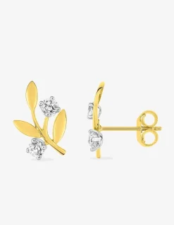 Boucles d'oreilles fleurs en or jaune 375‰ et oxyde de zirconium SO OR