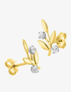 Boucles d'oreilles fleurs en or jaune 375‰ et oxyde de zirconium SO OR