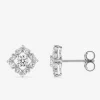 Boucles d'oreilles florales argent 925‰ rhodié et oxydes de zirconium SO OR