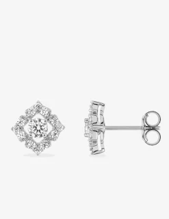 Boucles d'oreilles florales argent 925‰ rhodié et oxydes de zirconium SO OR