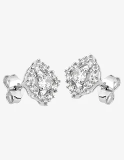 Boucles d'oreilles florales argent 925‰ rhodié et oxydes de zirconium SO OR