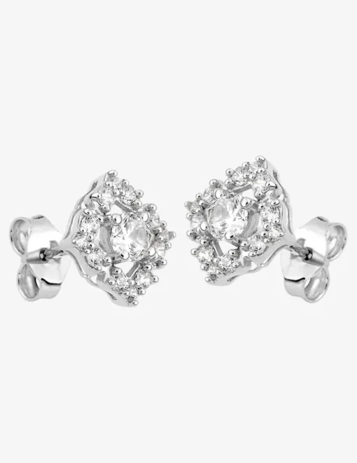Boucles d'oreilles florales argent 925‰ rhodié et oxydes de zirconium SO OR