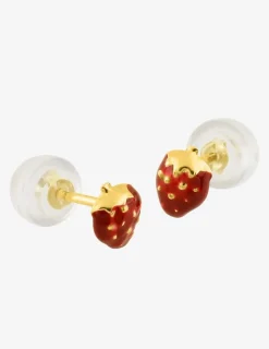 Boucles d'oreilles fraises or jaune 375‰ et laque SO OR