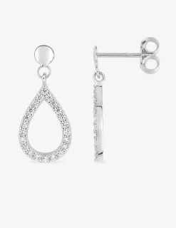 Boucles d'oreilles goutte or blanc 375‰ et oxydes de zirconium SO OR