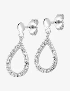 Boucles d'oreilles goutte or blanc 375‰ et oxydes de zirconium SO OR