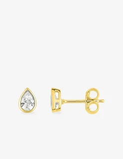 Boucles d'oreilles gouttes or jaune 750 ‰, oxyde de zirconium SO OR