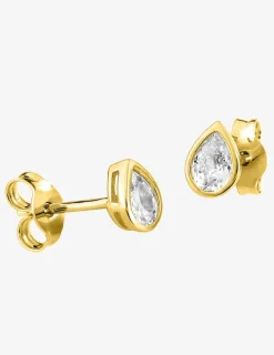 Boucles d'oreilles gouttes or jaune 750 ‰, oxyde de zirconium SO OR