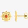 Boucles d'oreilles gouvernail en plaqué or laqué rouge SO OR