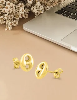 Boucles d'oreilles grain de café 7x5 or jaune 750 ‰ SO OR