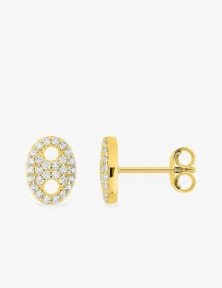 Boucles d'oreilles grain de café or 375 ‰ jaune et oxydes de zirconium SO OR