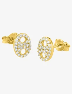Boucles d'oreilles grain de café or 375 ‰ jaune et oxydes de zirconium SO OR