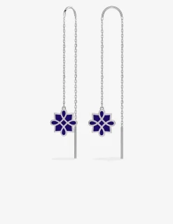 Boucles d'oreilles Harmonie Or blanc 375‰ et laque bleue SO OR